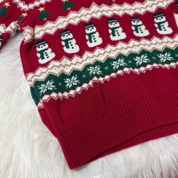 The Children’s Place Red Snowman Fair Isle Quarter Zip Sweater -Boys Size 7/8 - Picture 9 of 15